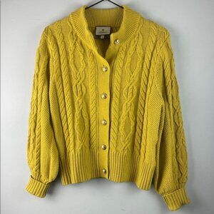 Tuckernuck Yellow Cable Knit Cardigan Sweater Size S
